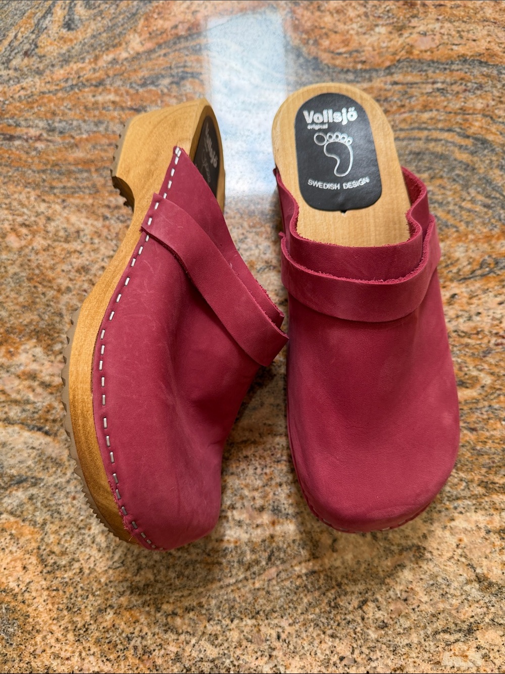 Vollsjo Women's Burgundy Leather Clog - Swedish Design EU40